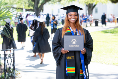 Dillard University commencement - student smiling