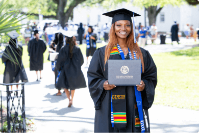 Dillard University commencement - student smiling