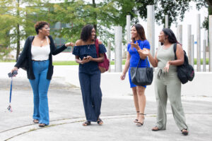 Dillard University students walking on campus