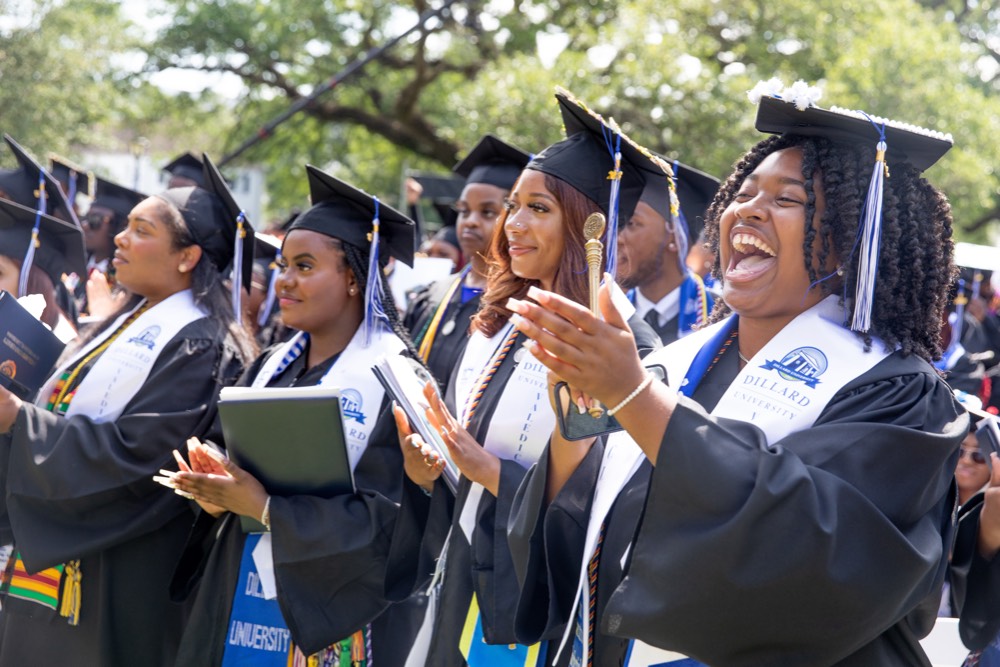 Dillard University commencement - student smiling