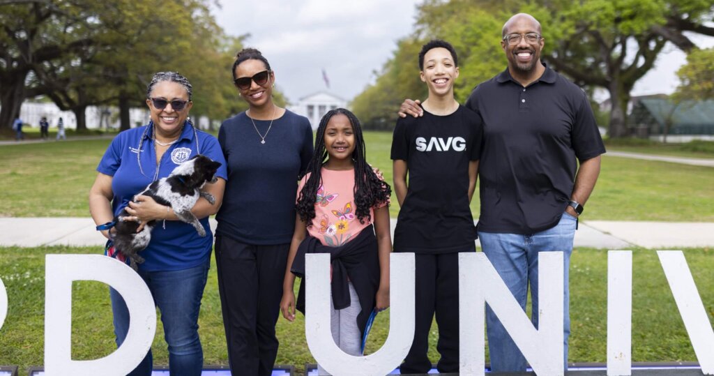 Dillard University campus - family pictured with president
