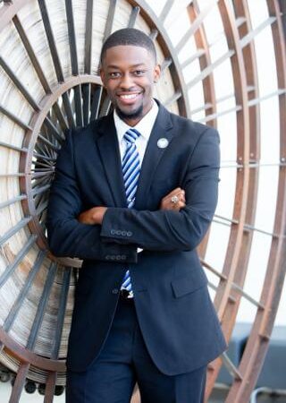 Dillard University student in suit