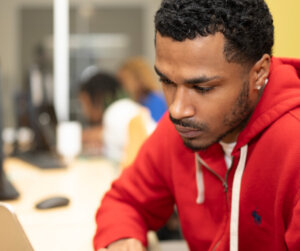 Dillard University computer science student in class