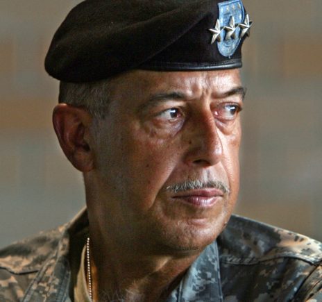 HOLD FOR STORY BY LARRY NEUMEISTER - Lt. General Russel Honore listens to a Hurricane Katrina disaster briefing during a stop over in New Orleans, on Friday, Sept. 9, 2005.  (AP Photo/Rob Carr)