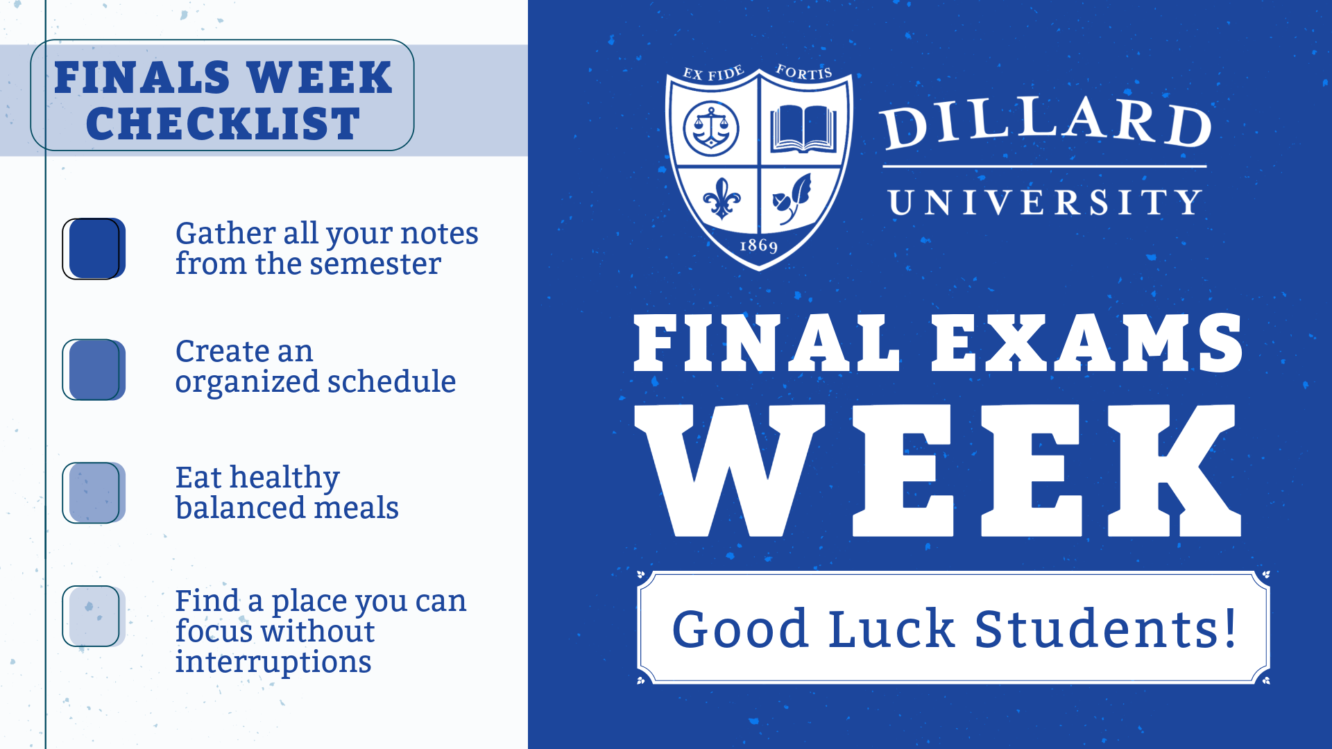 Dillard University Final Exams Week